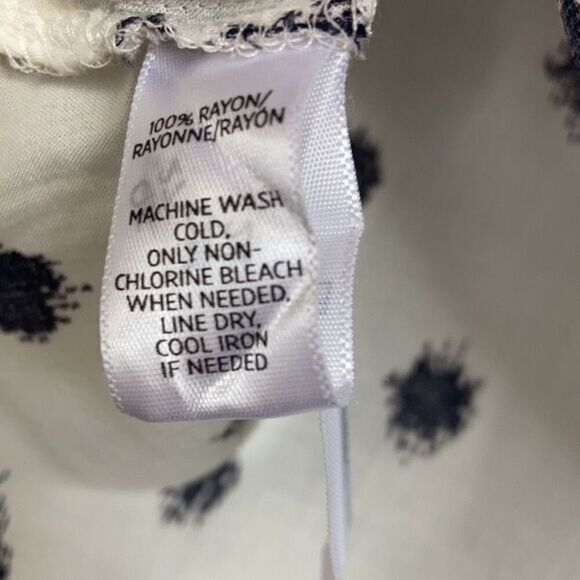 LOFT rayon white top black geo print shirt sleeve - Picture 5 of 6